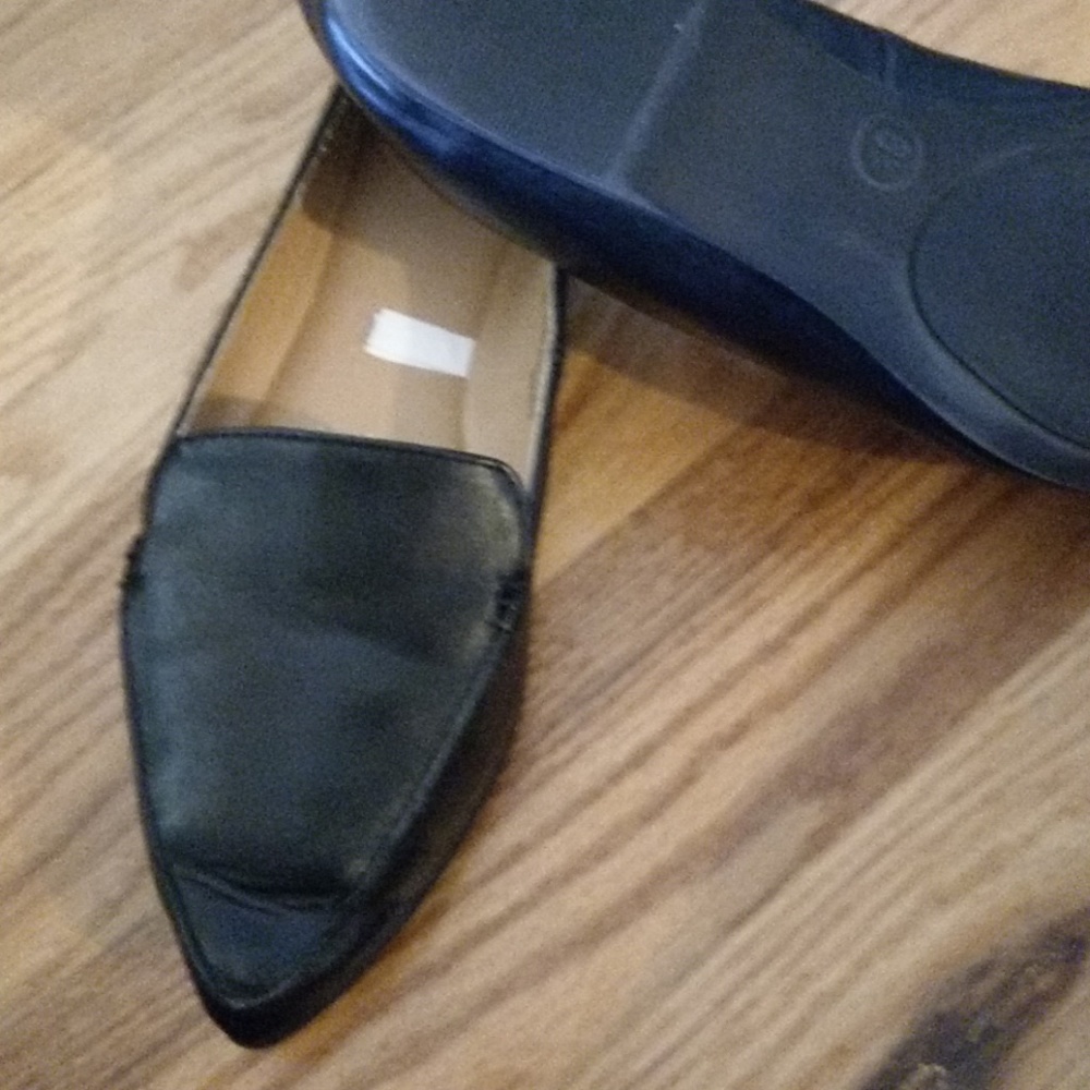 Black leather flats pointed toe